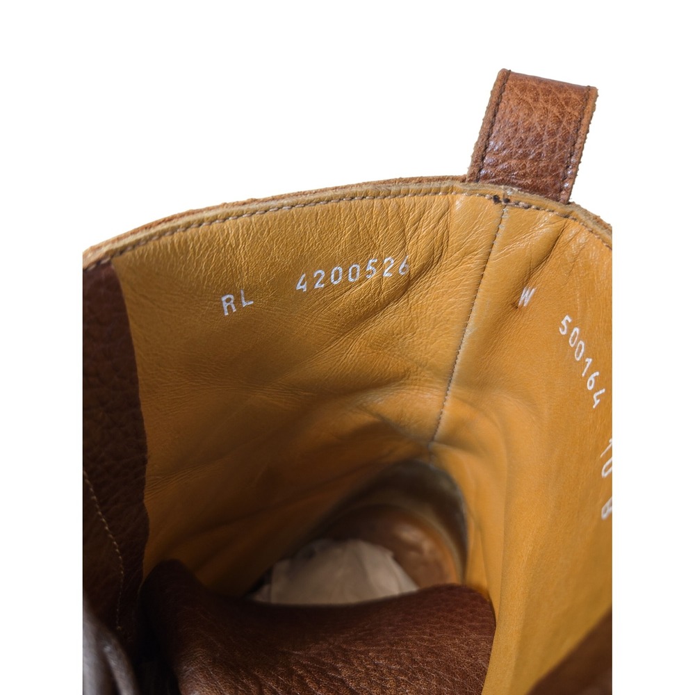 RARE VINTAGE Ralph Lauren Pebbled Leather Cap Toe BOOTS Womens 10B Brown LACE-UP - Picture 6 of 9